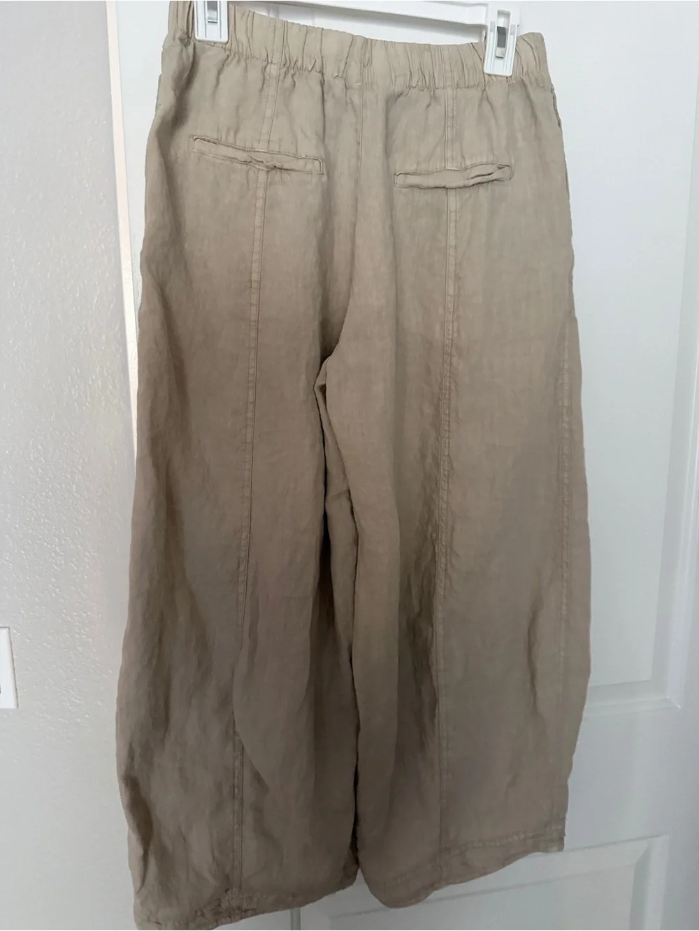Zara Women's Wide-Leg Linen-Blend Chinos in Cream